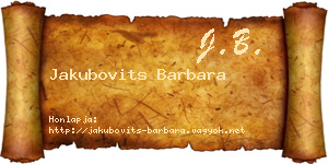 Jakubovits Barbara névjegykártya